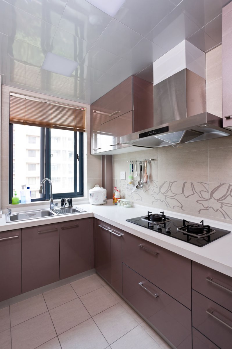 Classic kitchen in dark timber texture